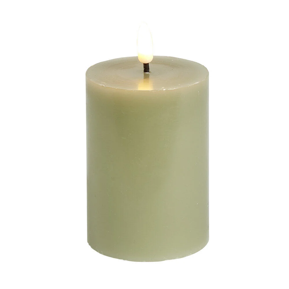 Bougie pilier à LED vert Ø7xH10cm