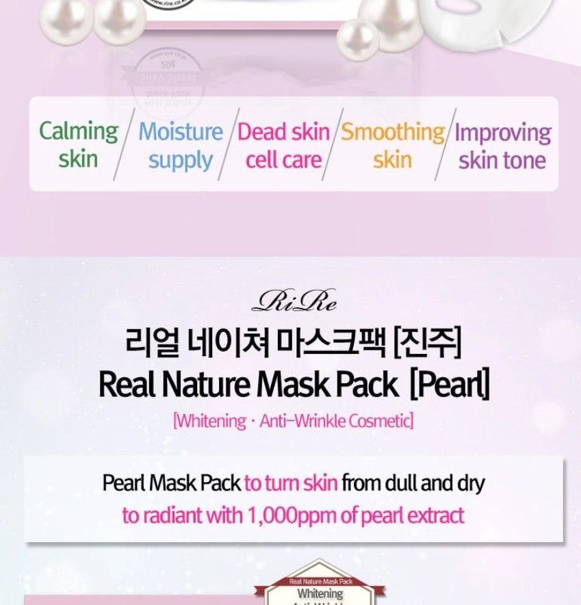 RiRe - Real Nature Mask Pack (Parel) 1 stuk