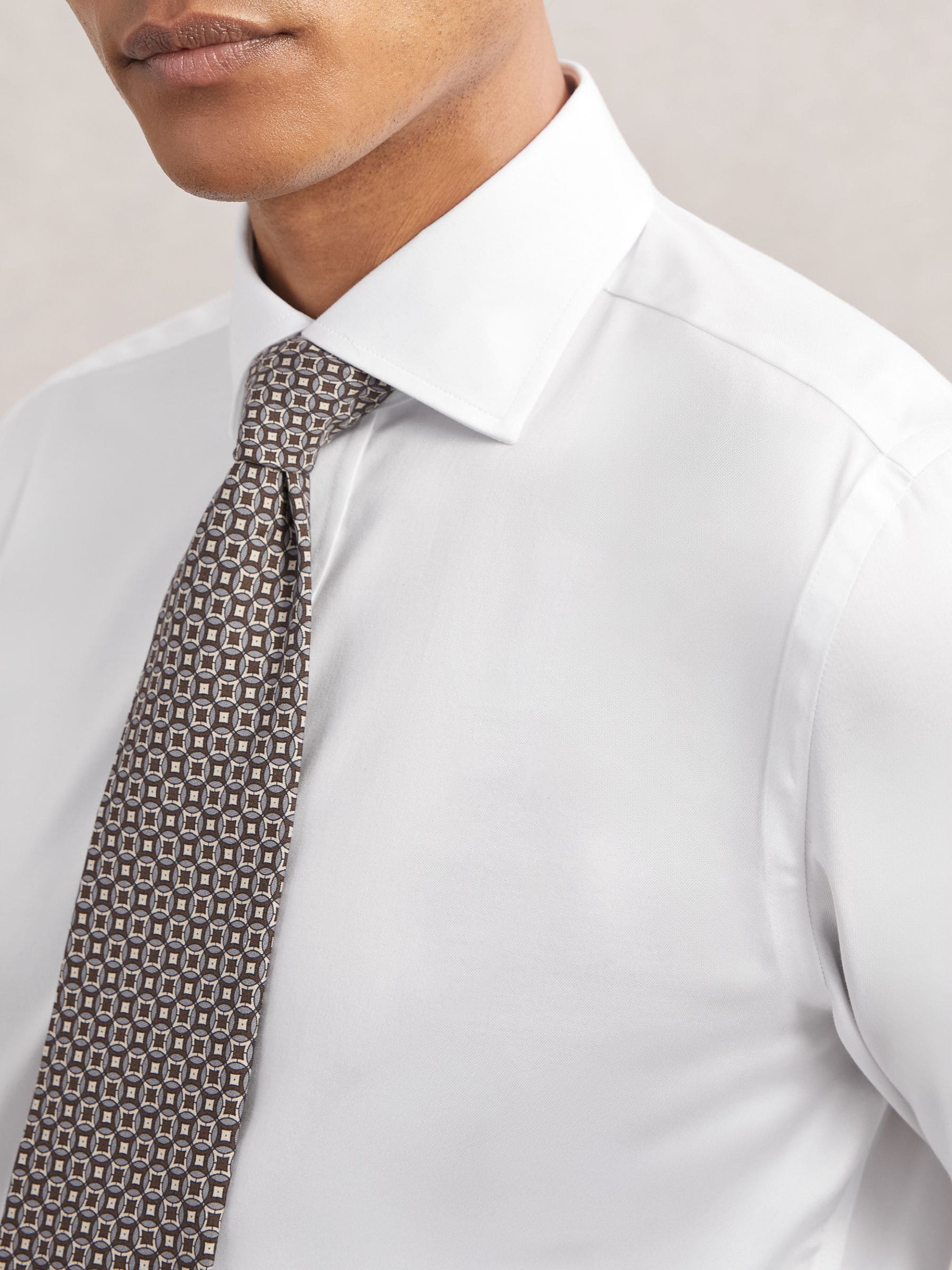 Wit - Normale Pasvorm - Reiss Bishopsgate Stretch Double-Cuff Shirt Cotton-Blend