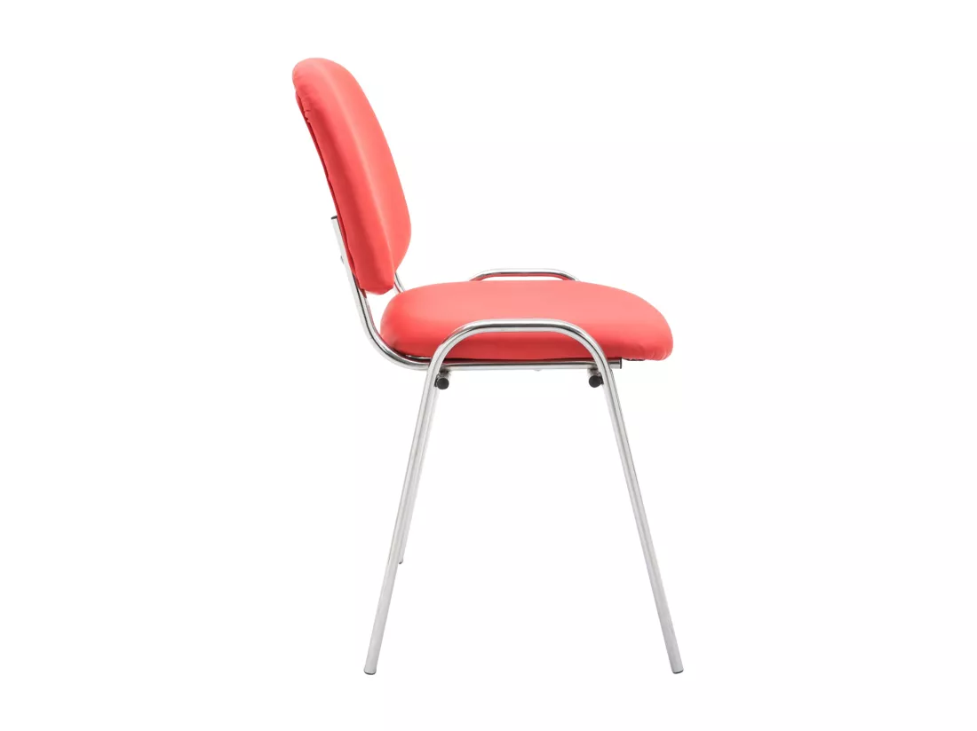Chaise de salle à manger - Similicuir & Métal chromé - Rouge - Ken