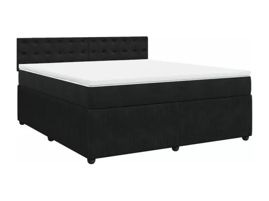 Sommier à lattes de lit avec matelas Noir 180x200 cm Velours