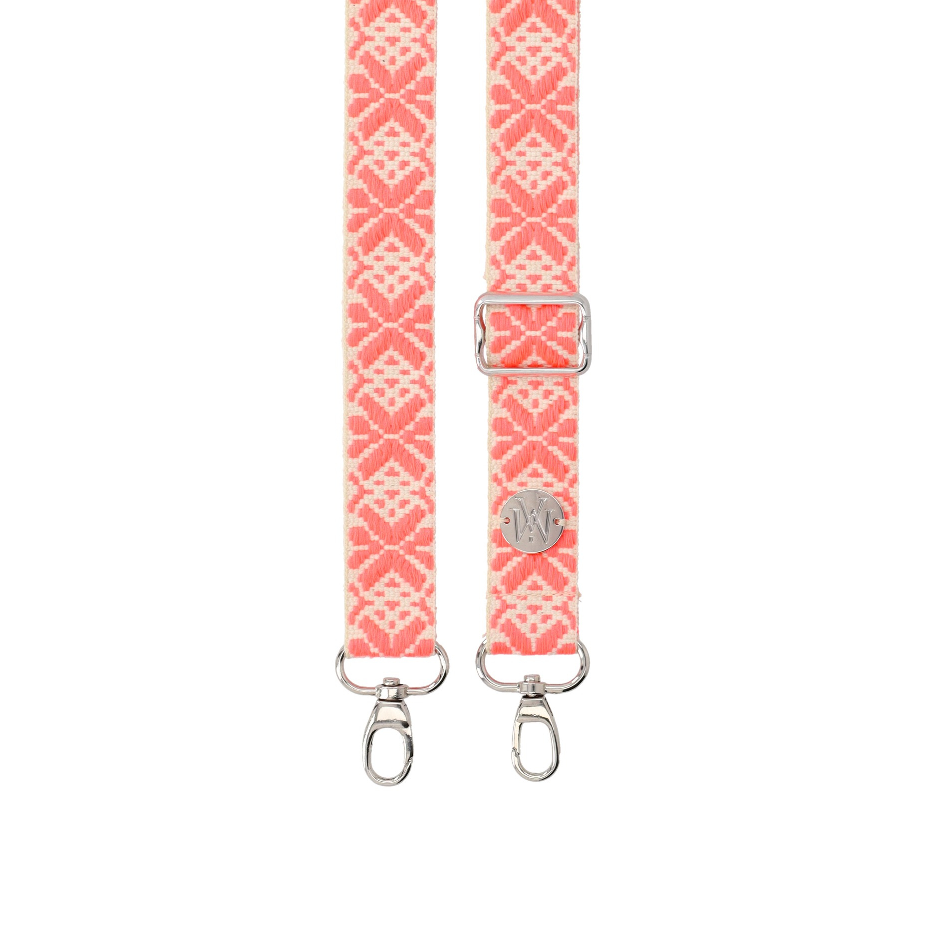 Handyband Handgemachtes Umhängeband für Handyhüllen Snowflake Silver - Ecru / Fluo Coral Design Assos