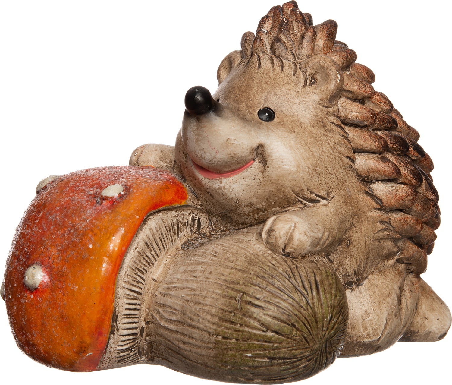 Intratuin tuinbeeld egel op paddestoel bruin 13,5 x 8 x 9,5 cm