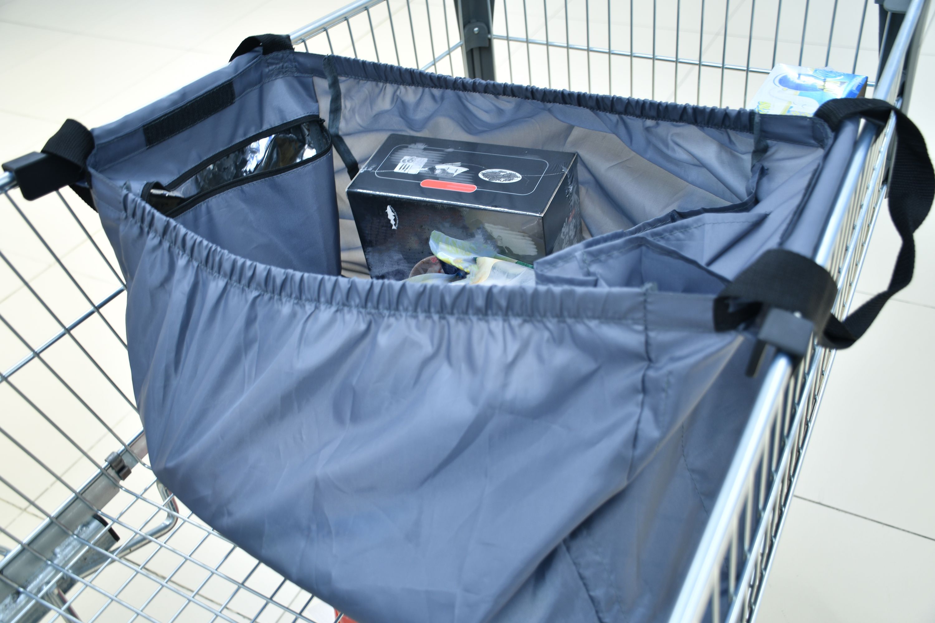 Einkaufswagentasche mit Kühlfach 40L grau