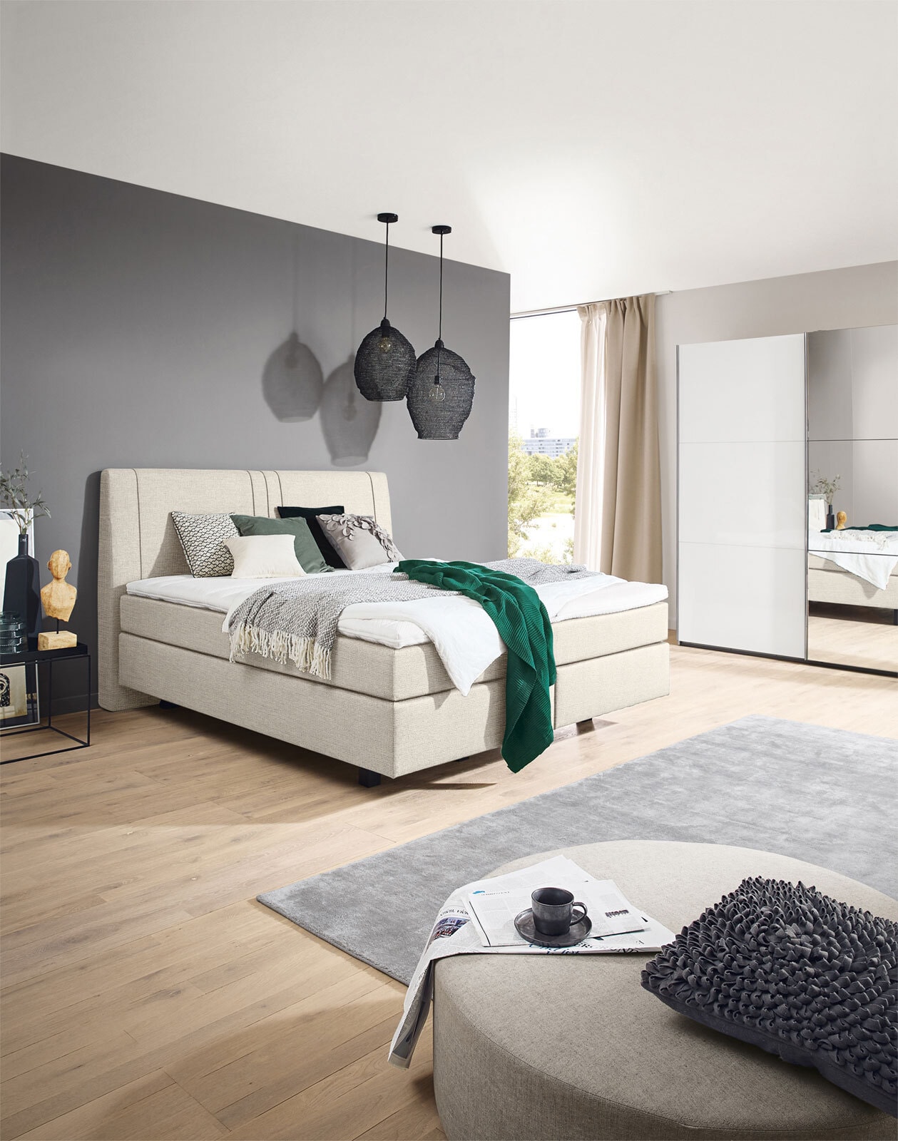 Ole Gunderson Boxspringbett FENSON KOPENHAGEN 180 x 200 cm beige