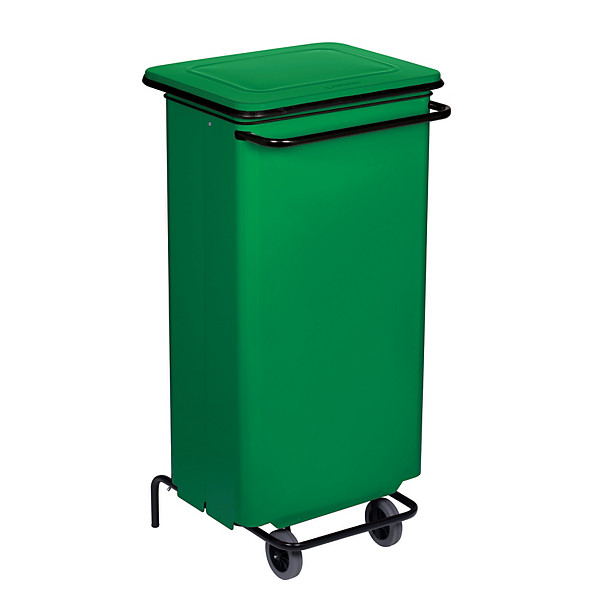 Conteneur mobile vert  à pédale avec prise frontale 110 litres