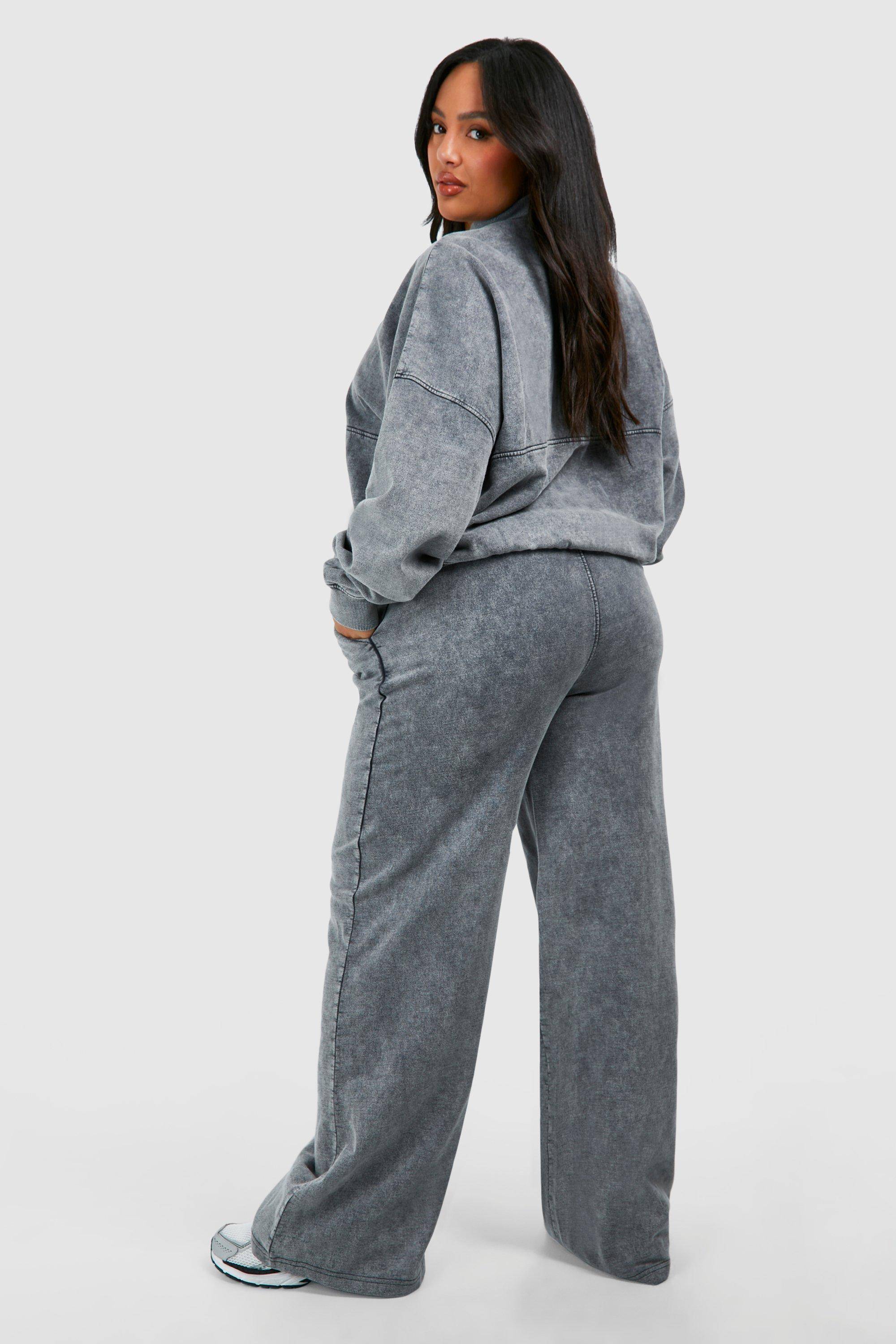 boohoo Plus Washed Survêtement Bomber à zip intégral et pantalon droit