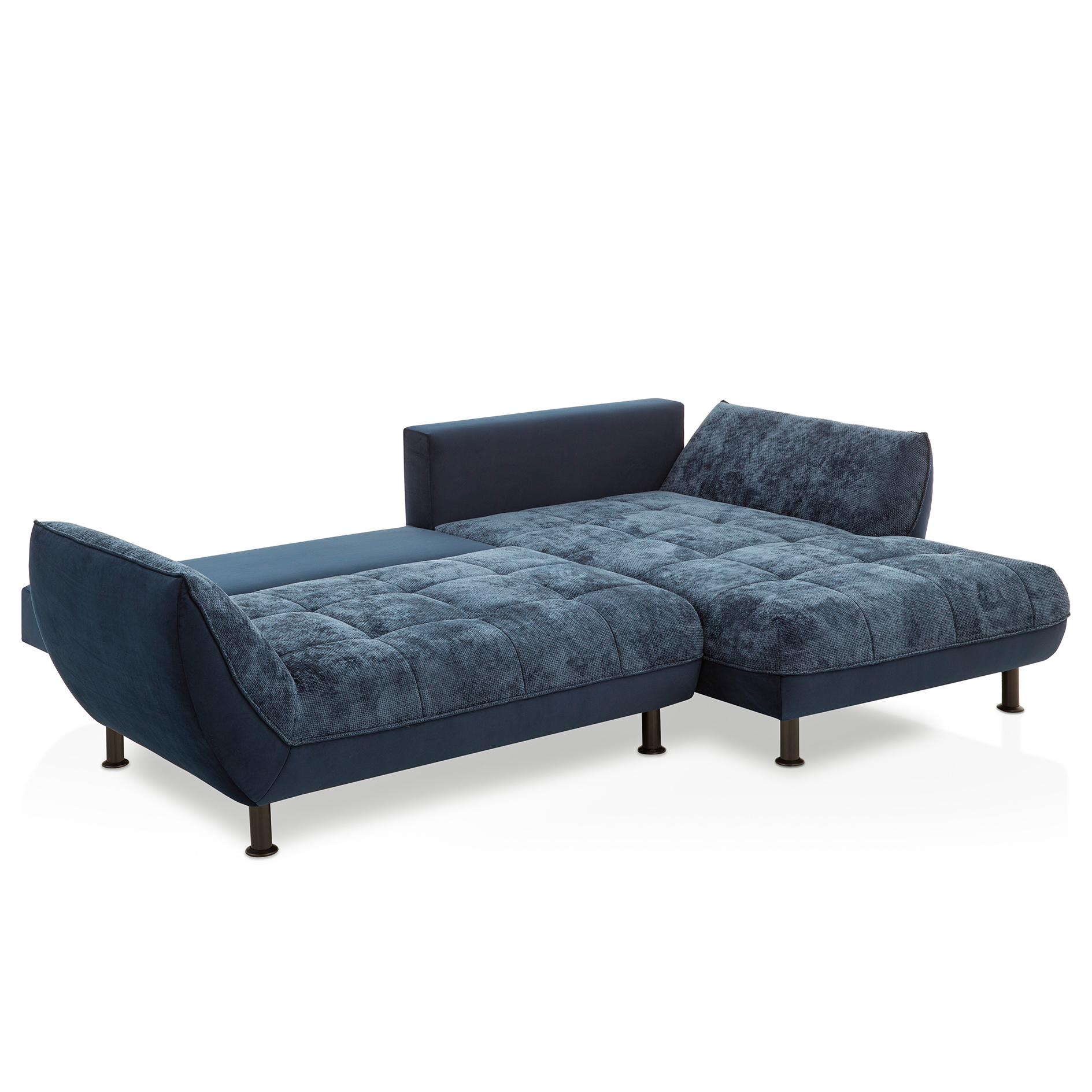 Ecksofa - dunkelblau - Liegefunktion - Longchair rechts