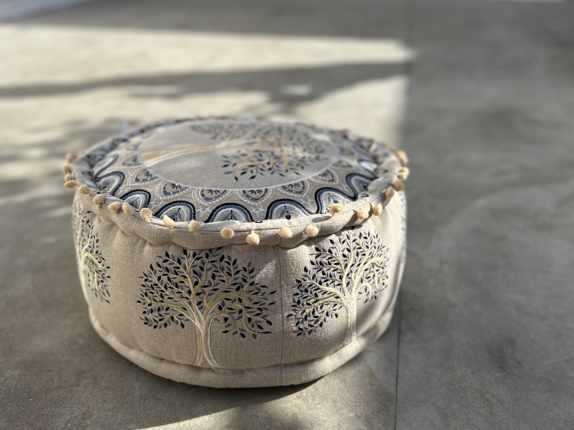 Pouf 'Baum', beige, multicolor, Ø 40 cm, H 20 cm von fischer's lagerhaus