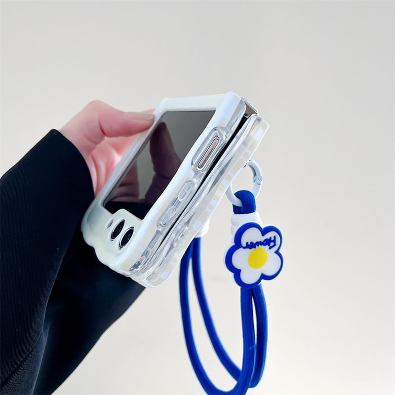 Edgin - Mobiele telefoonhoesje met bloemenhandgreep - Samsung Galaxy Z Flip 3 / Flip 4 / Flip 5