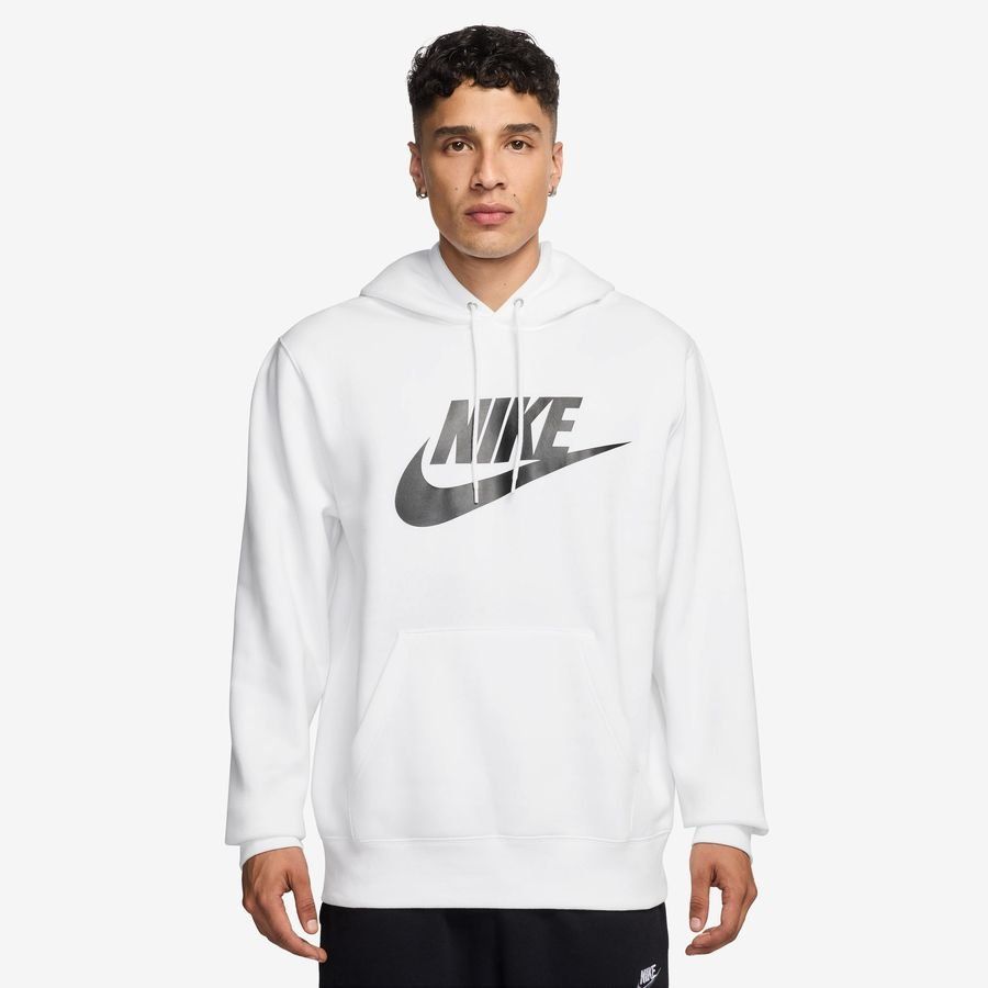 Nike Sweat à Capuche Club Pullover Fleece - Blanc/Noir