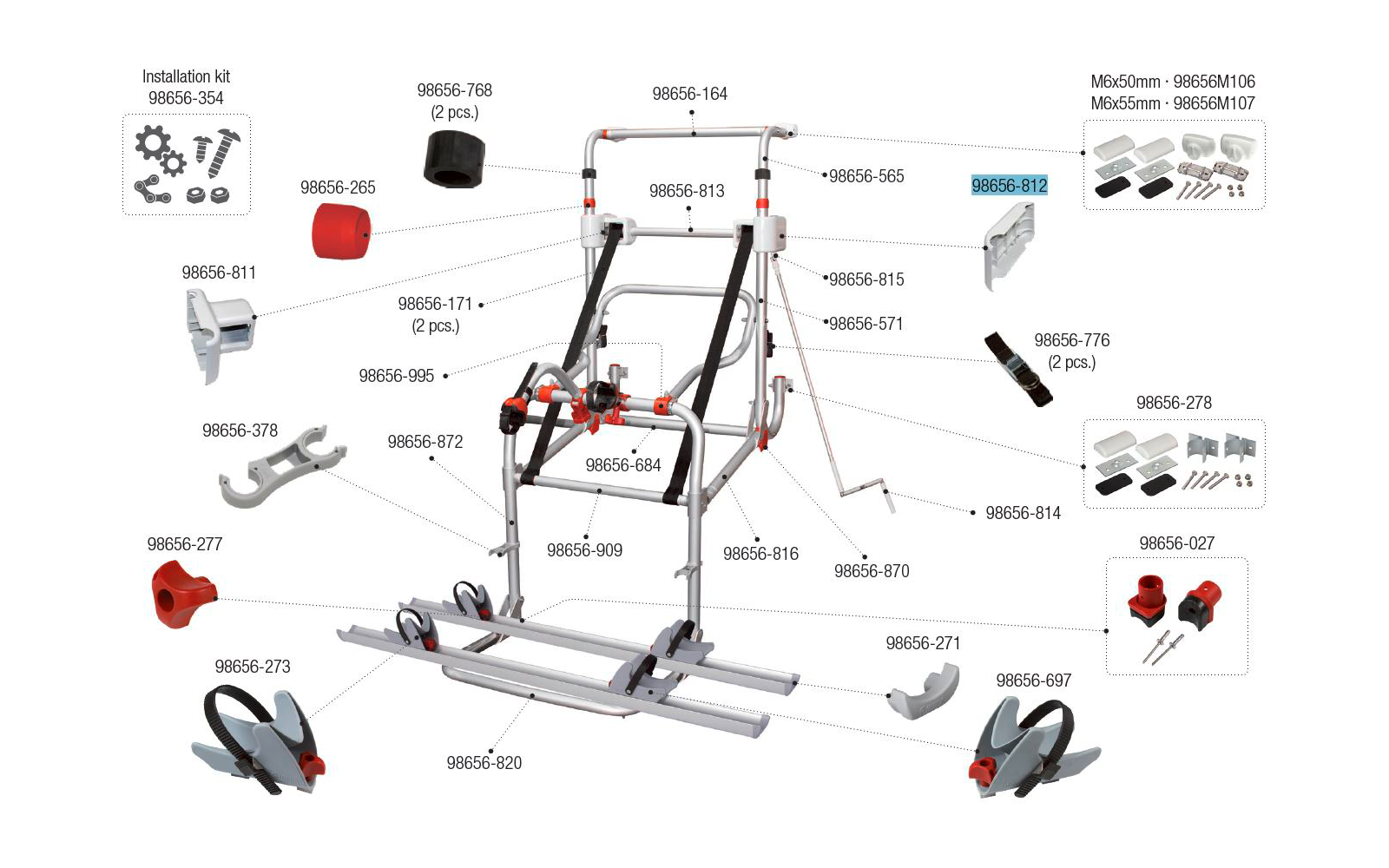 Fiamma Abdeckung außen weiß passend für Carry Bike Lift 77 / Lift 77 E-Bike - Fiamma Ersatzteilnummer 98656-812