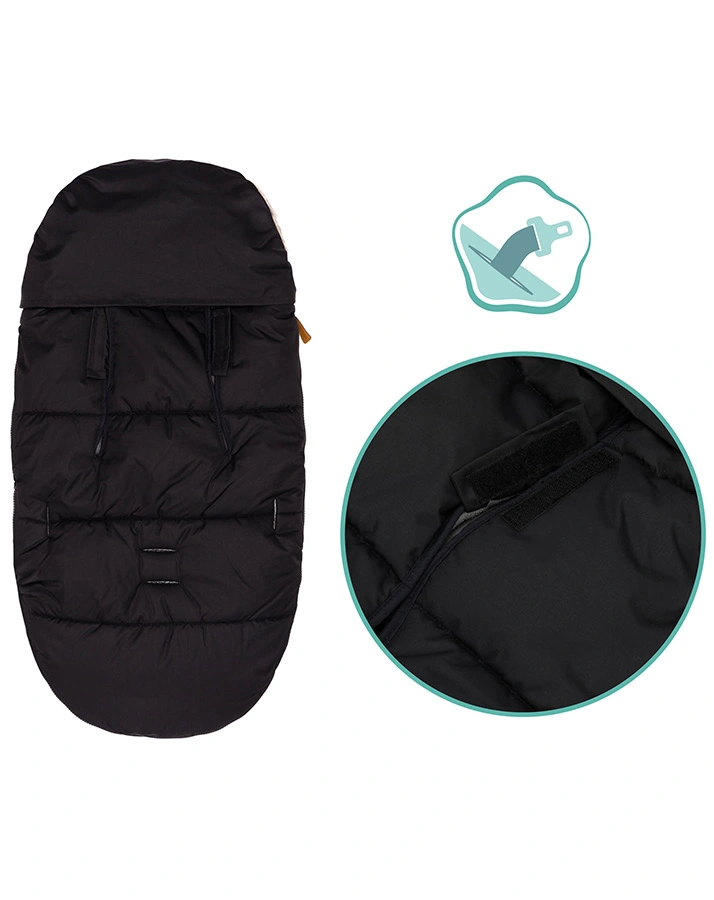 Fußsack MANASLU mit abnehmbaren Kunstfellbesatz in schwarz