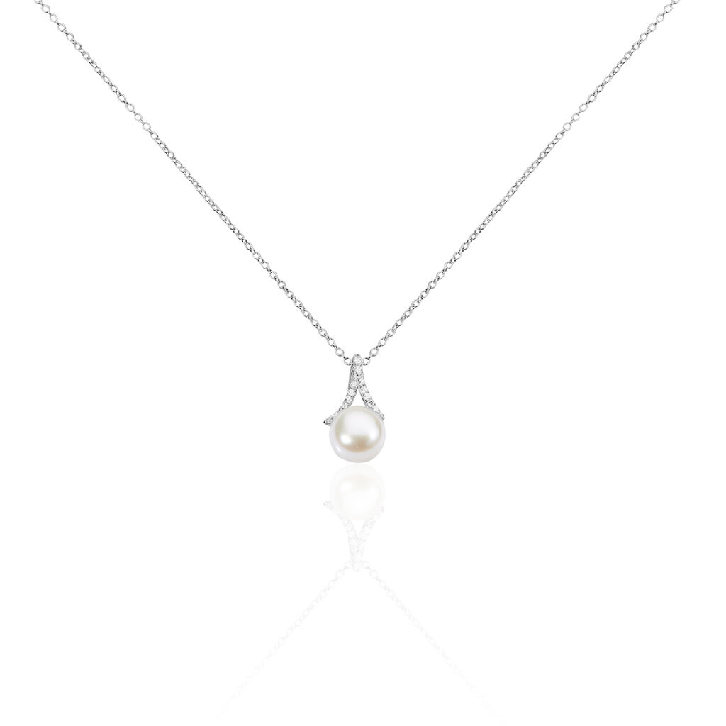 Collier Albine Argent Blanc Perle De Culture Et Oxyde De Zirconium