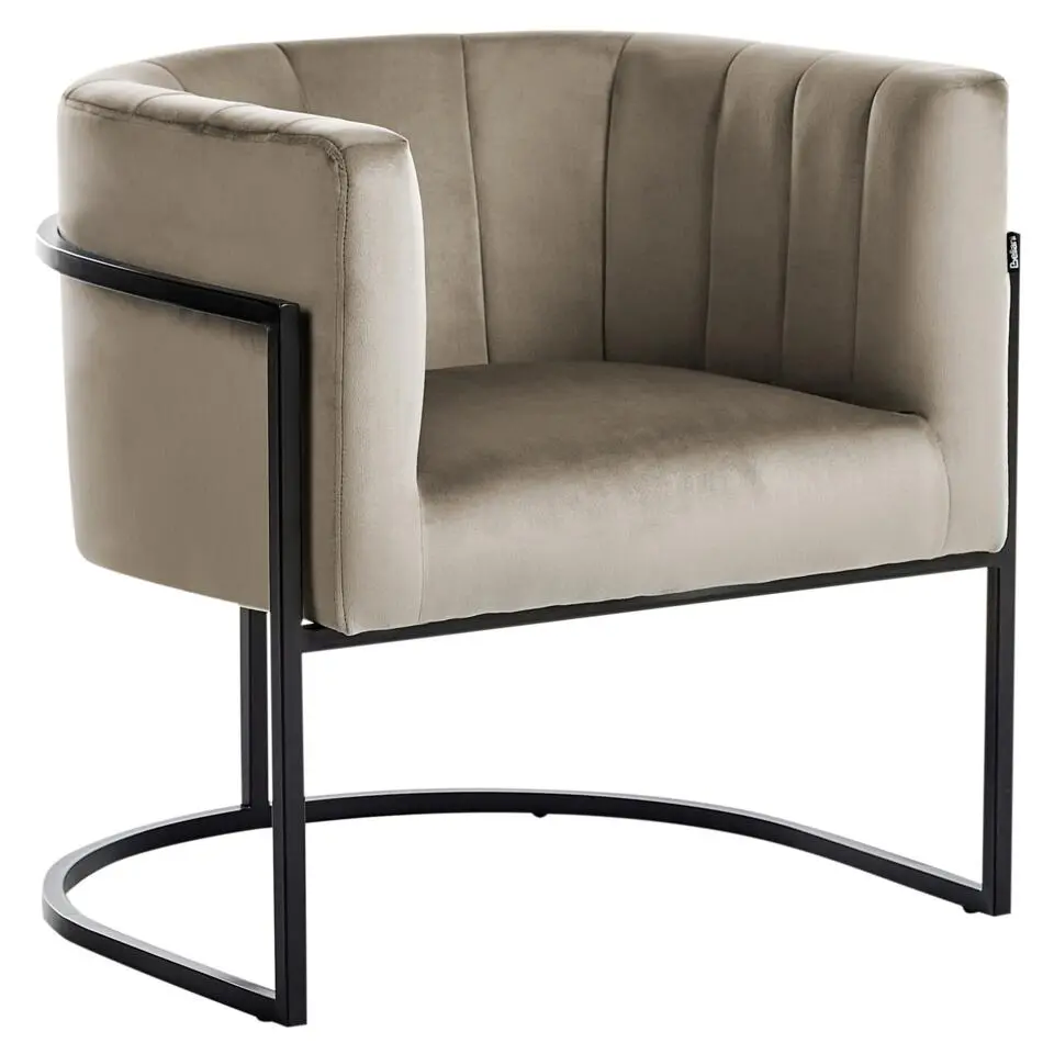 LARVIK II - Fauteuil - Taupe - Fluweel