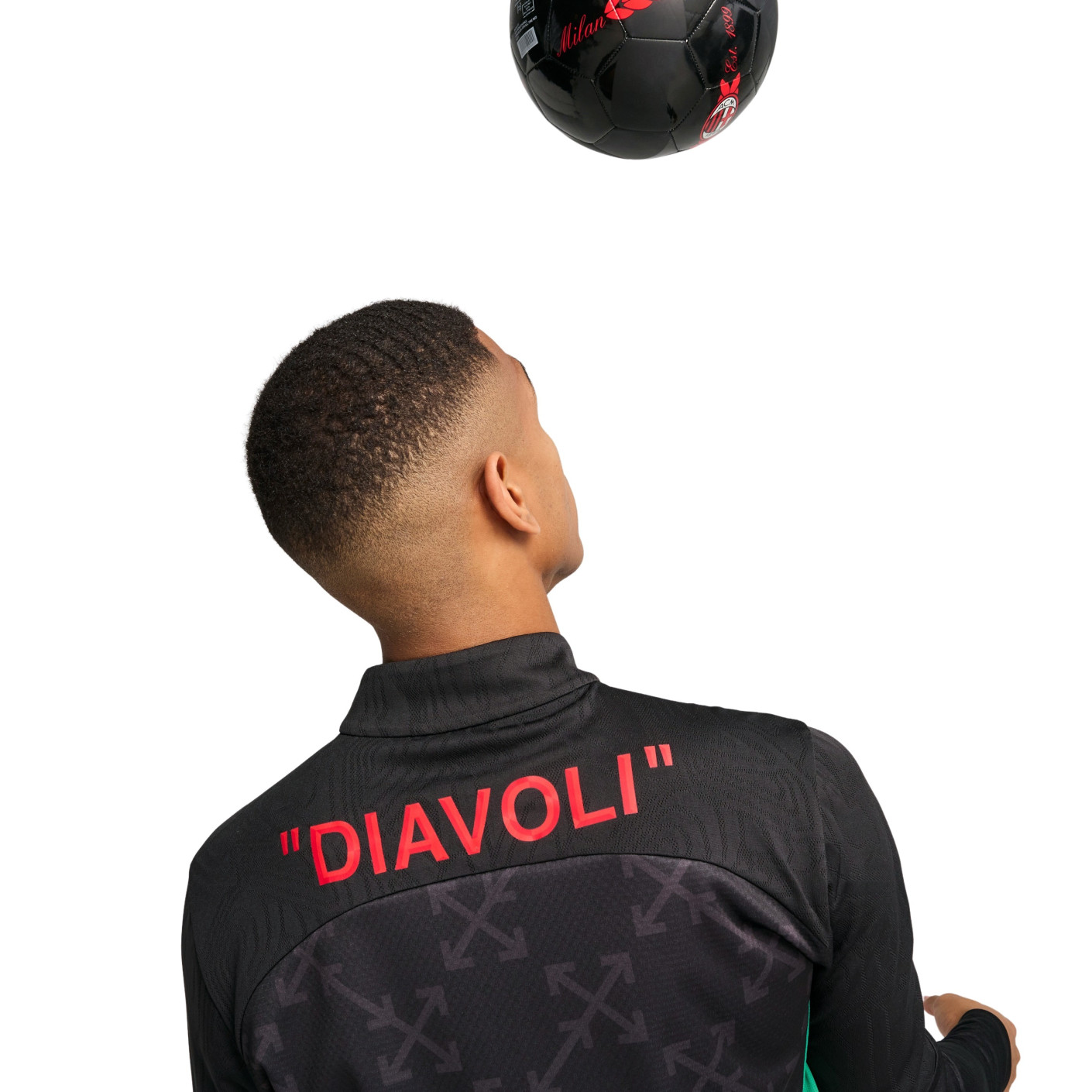 PUMA AC Milan X Off-White Pre-Match Trainingstrui 1/4-Zip 2024-2025 Zwart Rood