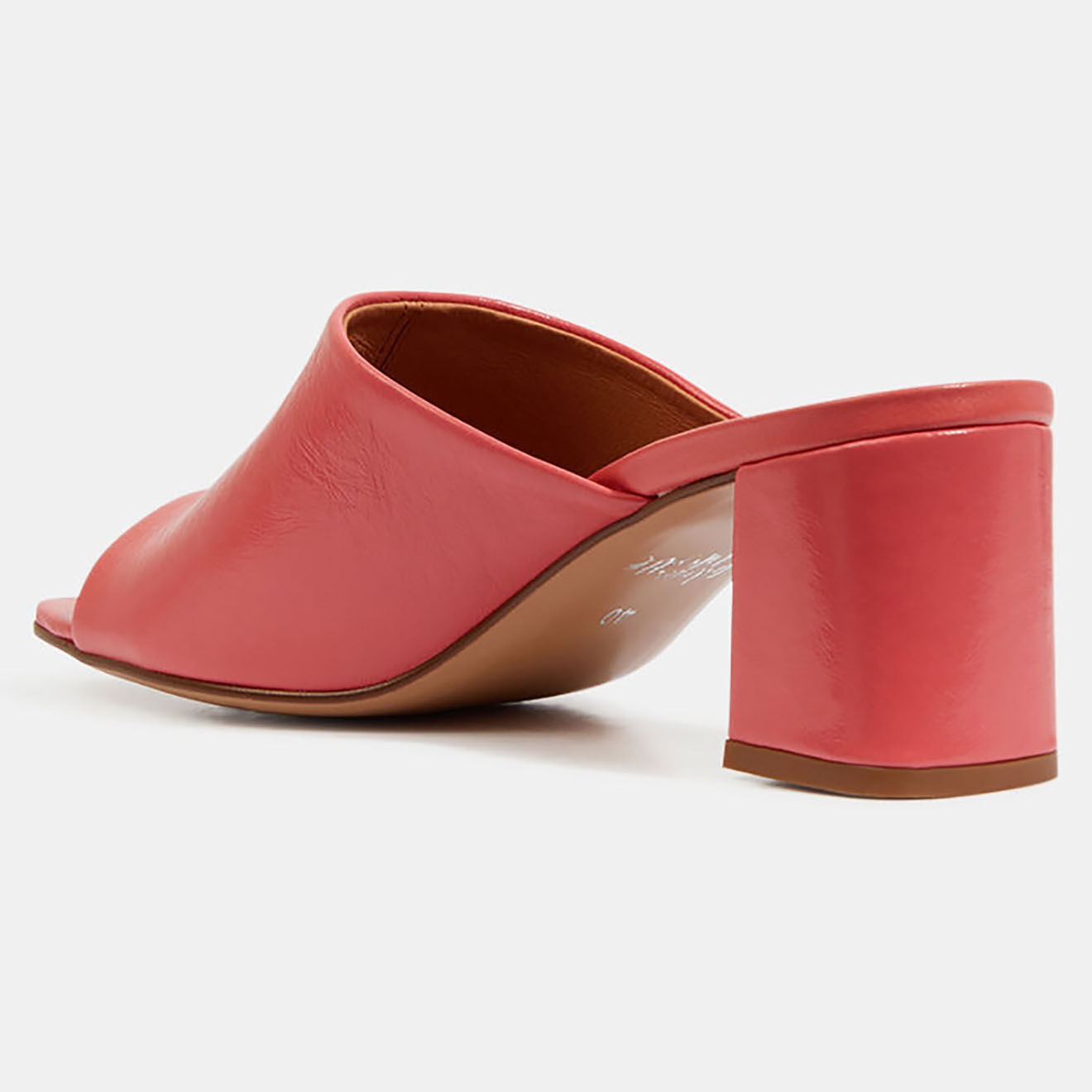Galeries Lafayette Mules à talon en Cuir rose bonbon - Talon 6 cm