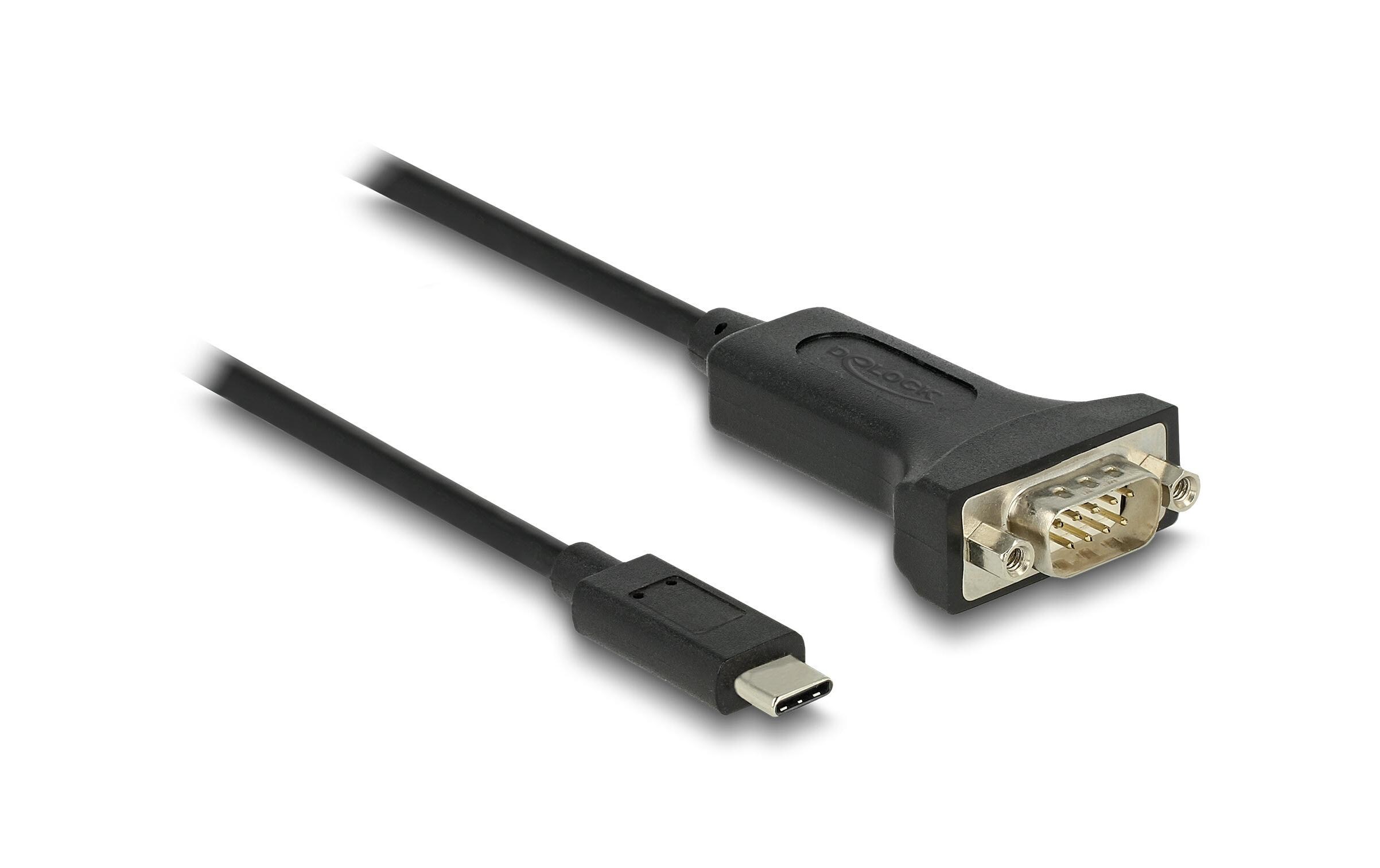Serial-Adapter USB-C – RS-232 D-Sub 9 Pin mit Muttern 1 mDelock Adapter USB Type-C zu 1 x Seriell RS-232 D-Sub 9 Pin Stecker mit Muttern 1 m