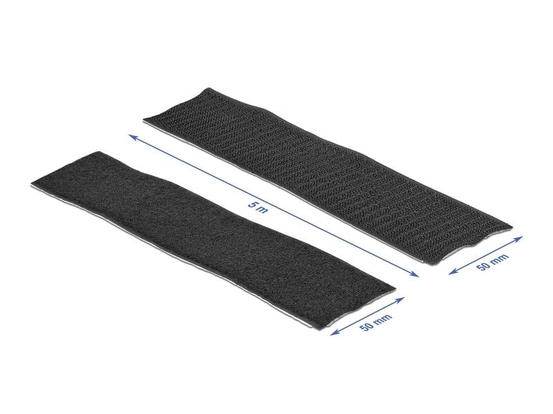 Delock Klettband-Rolle 5m x 50 mm Haft und Flauschband Schw Klettband selbstklebend mit Haft- und Flauschband L 5 m x B 50 mm Schwarz