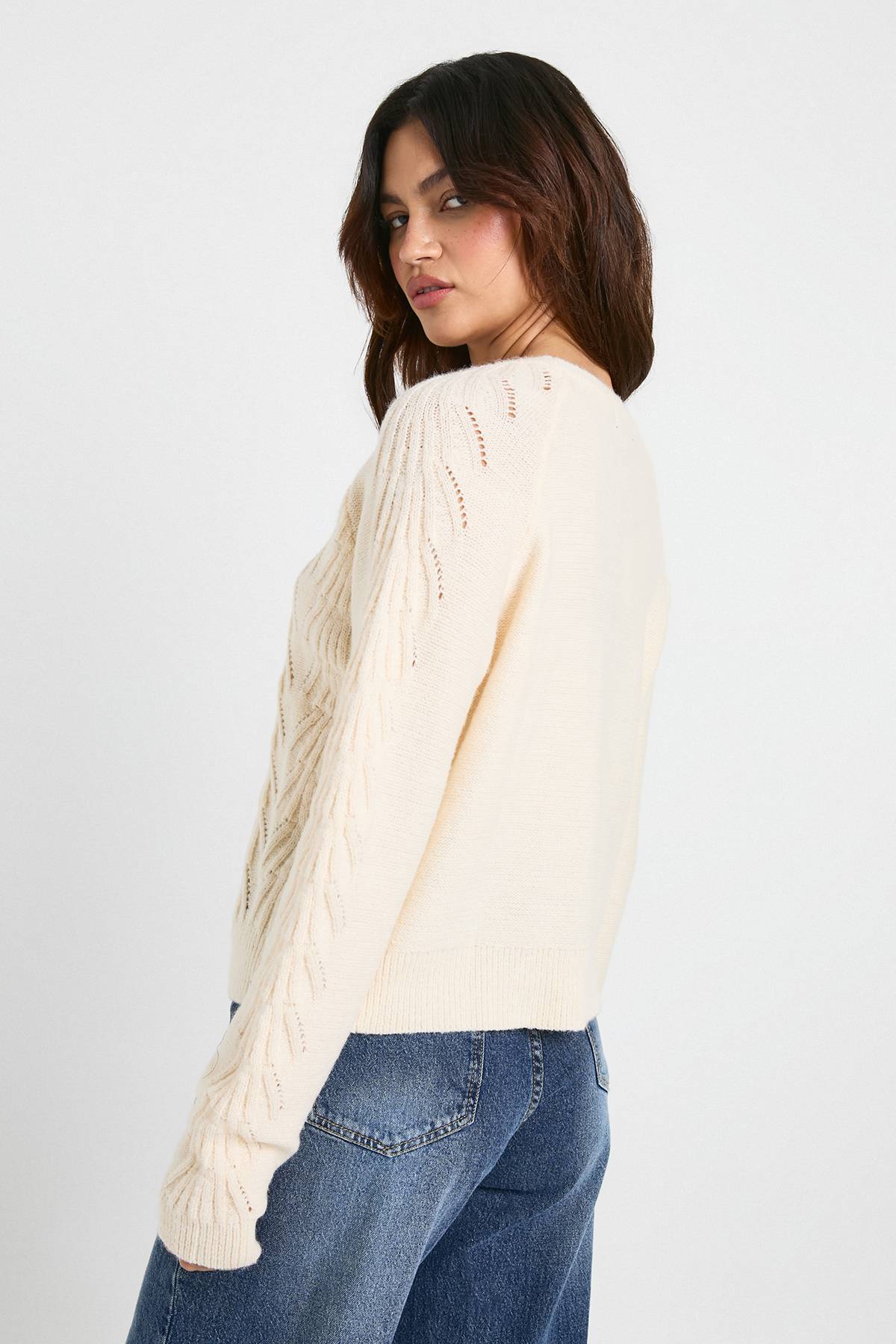boohoo Cardigan tricoté avec détail pointelle et devant noué