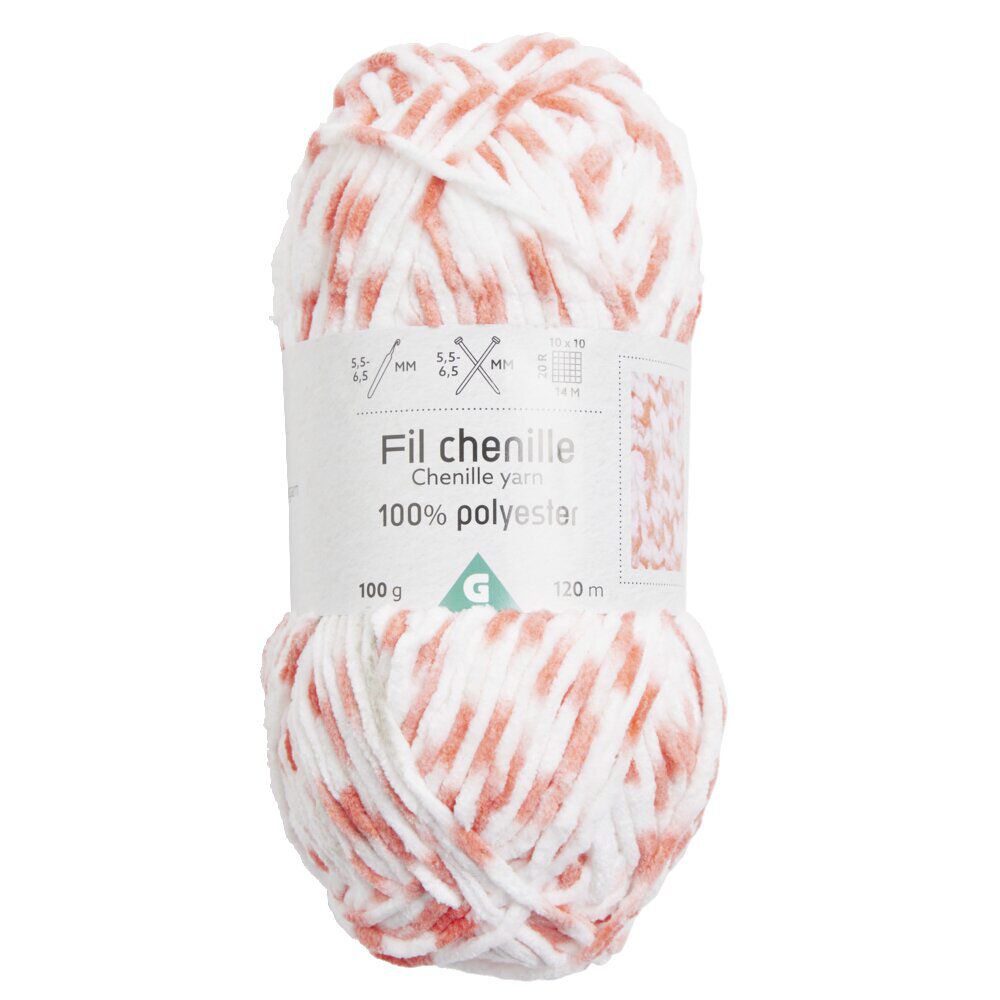 Pelote de fil à tricoter chenille multicolore 100Gr