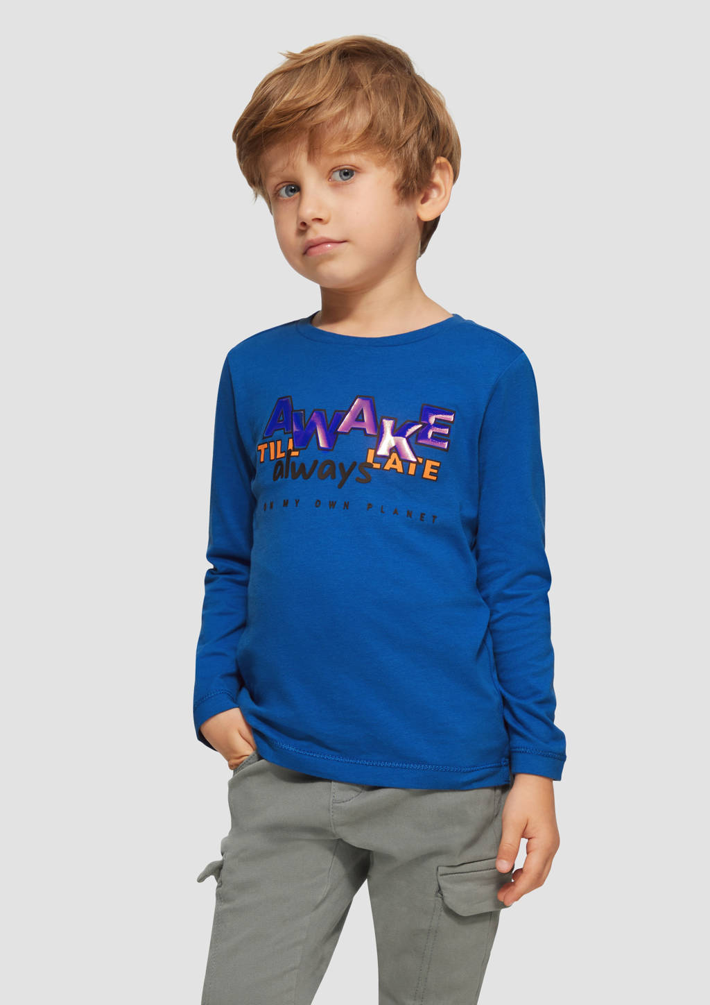 s.Oliver longsleeve met tekst blauw