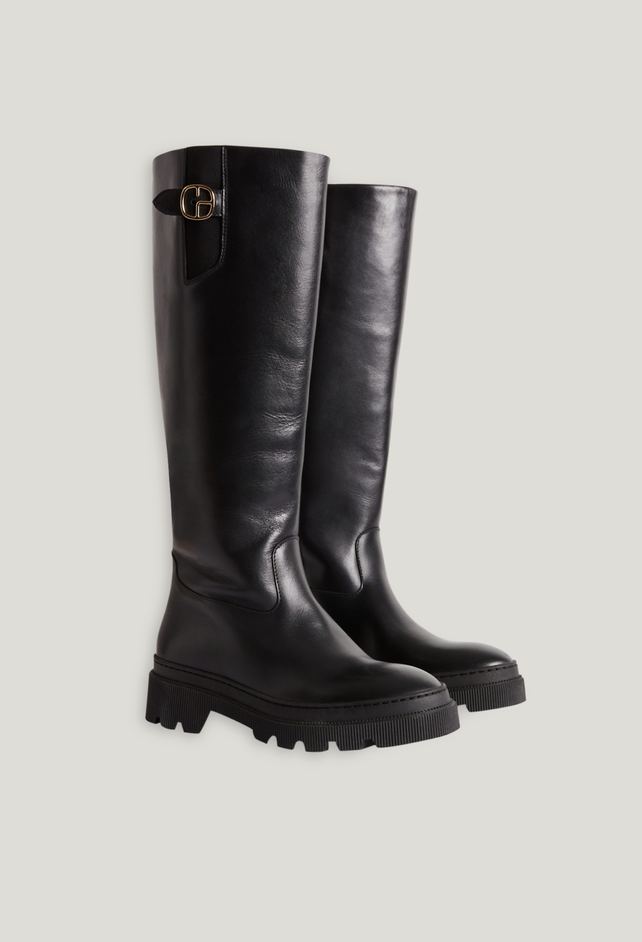 Bottes cuir lisse noires