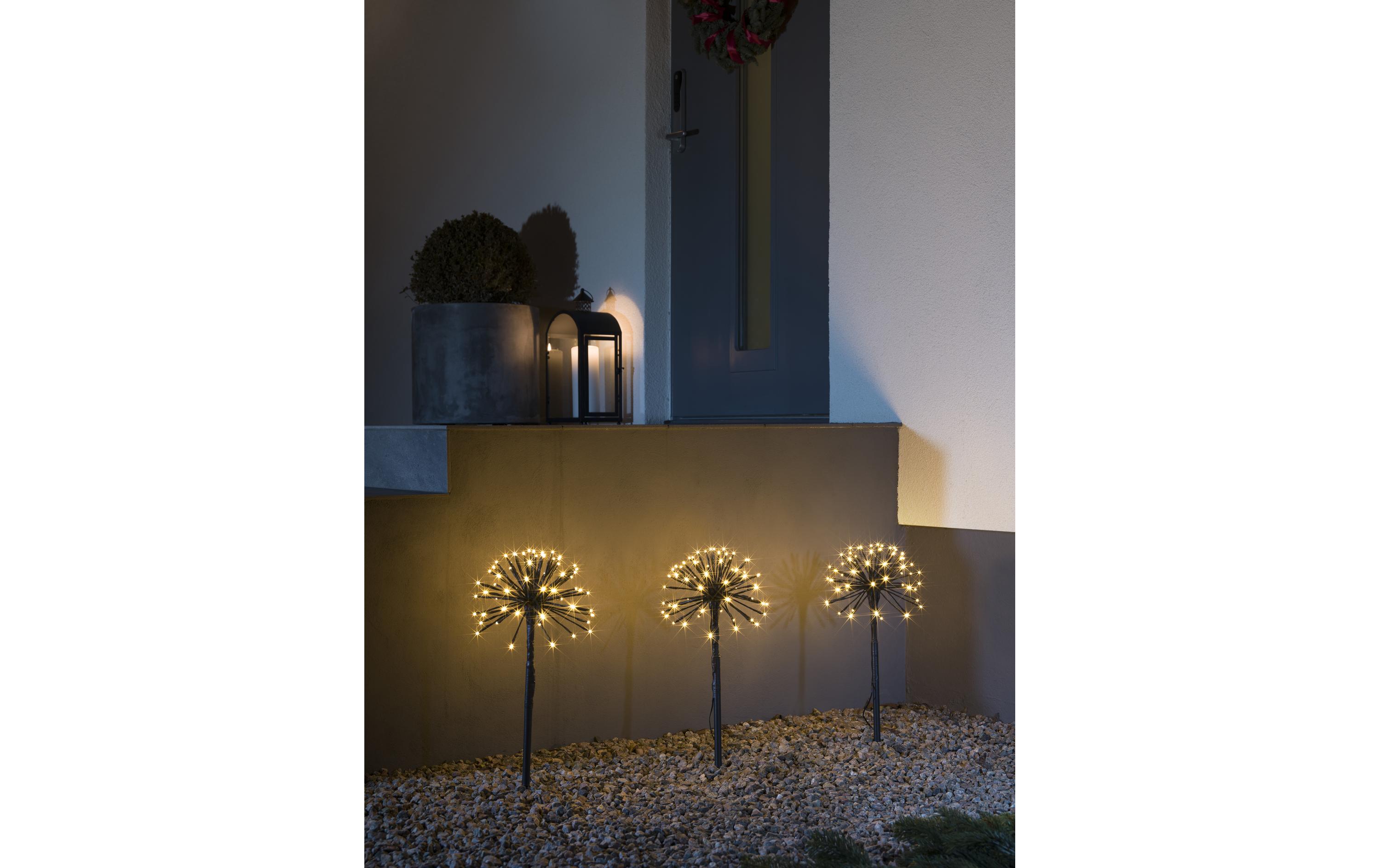 LED Spiessleuchte, 50 cm, Schwarz, 3er SetPusteblumen mit Erdspiessen