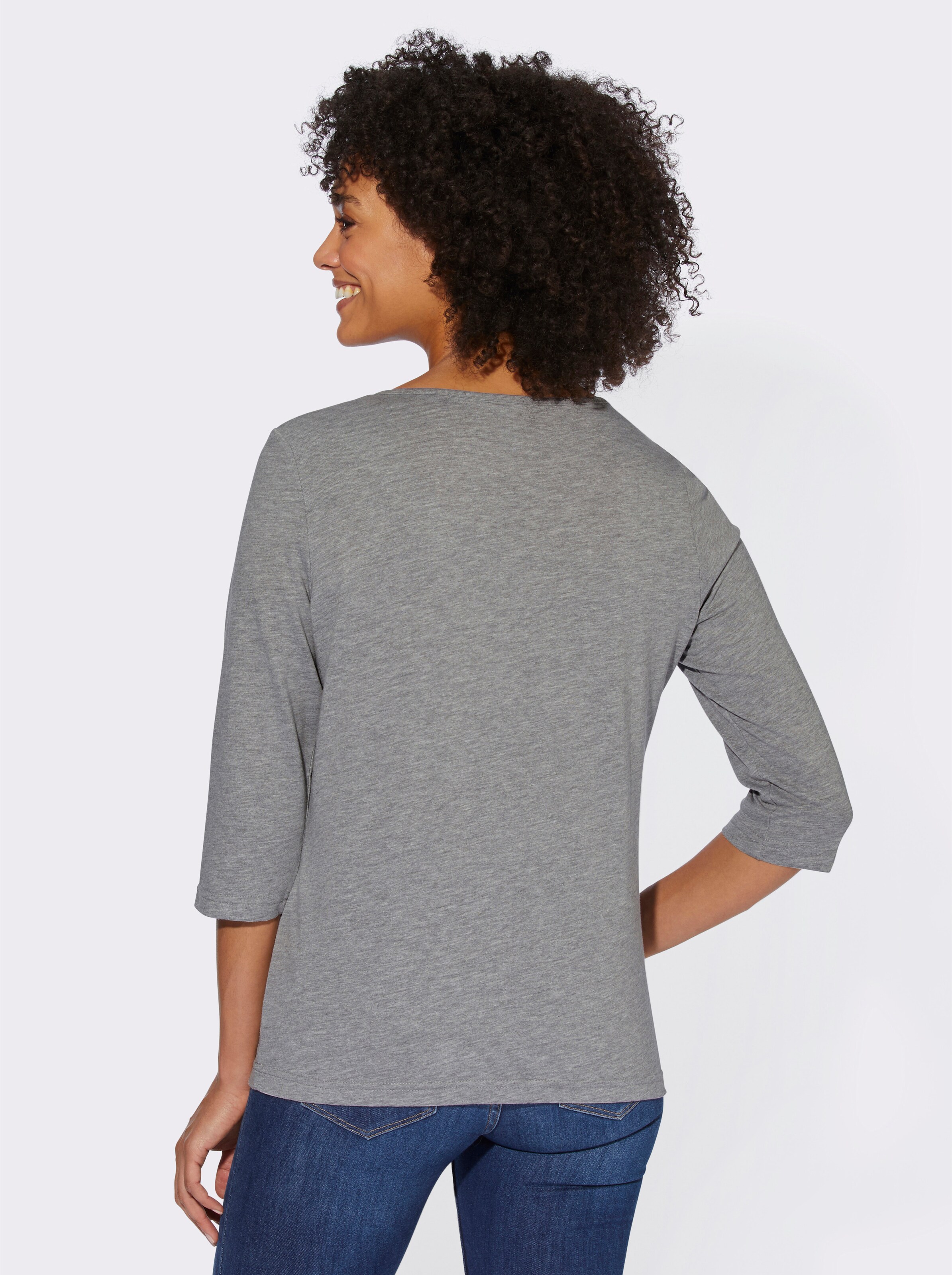 34-Arm-Shirt mit maritimem Druckmuster