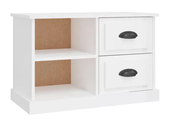 Meuble TV blanc brillant 73x35,5x47,5 cm bois d'ingénierie