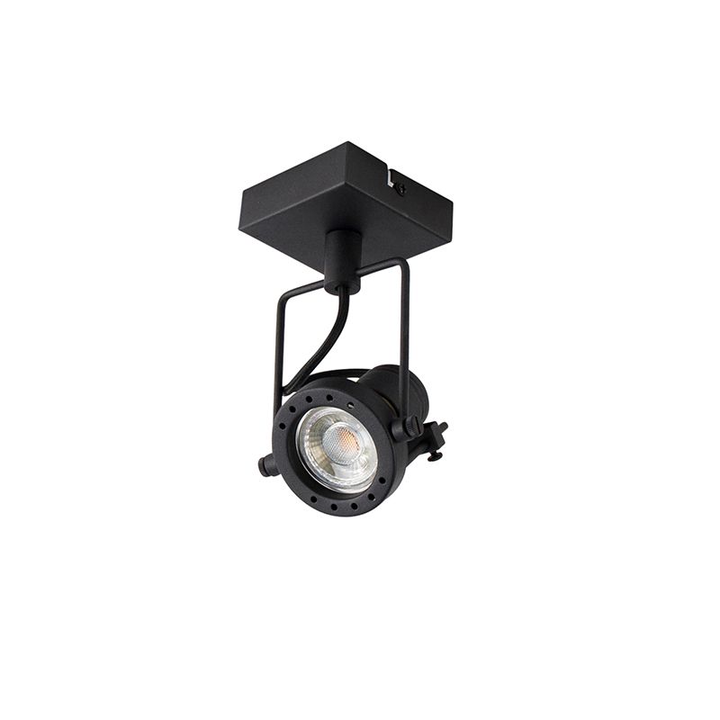 Industriële plafondspot zwart draai- en kantelbaar GU10 50mm - Suplux