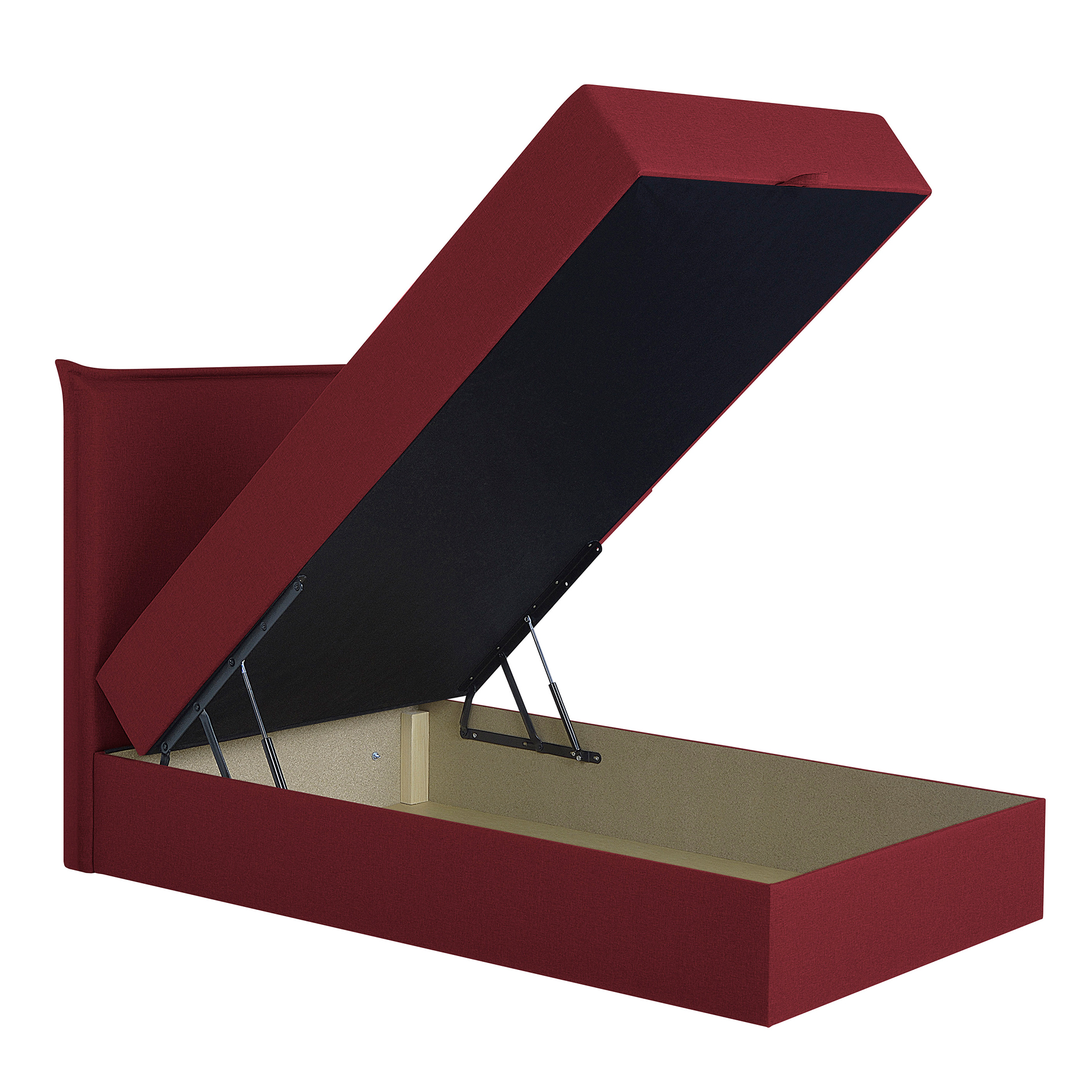 Boxspringbett - rot - mit Bettkasten - H3 - 100x200 cm