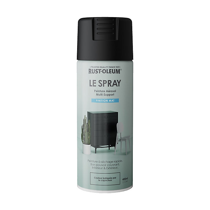 Peinture aérosol multisupport Rust-Oleum Le Spray noir mat 400ml