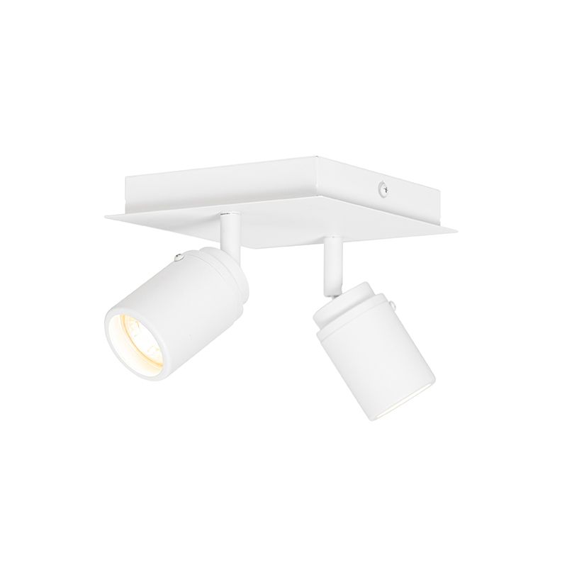 Smart badkamer spot wit vierkant 2-lichts IP44 incl. 2 Wifi GU10 50mm - Ducha