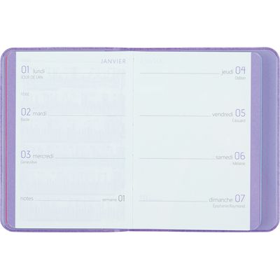 Agenda Colornote - 1 semaine sur 2 pages - 7,5 x 10,5 cm - lilas - Oberthur