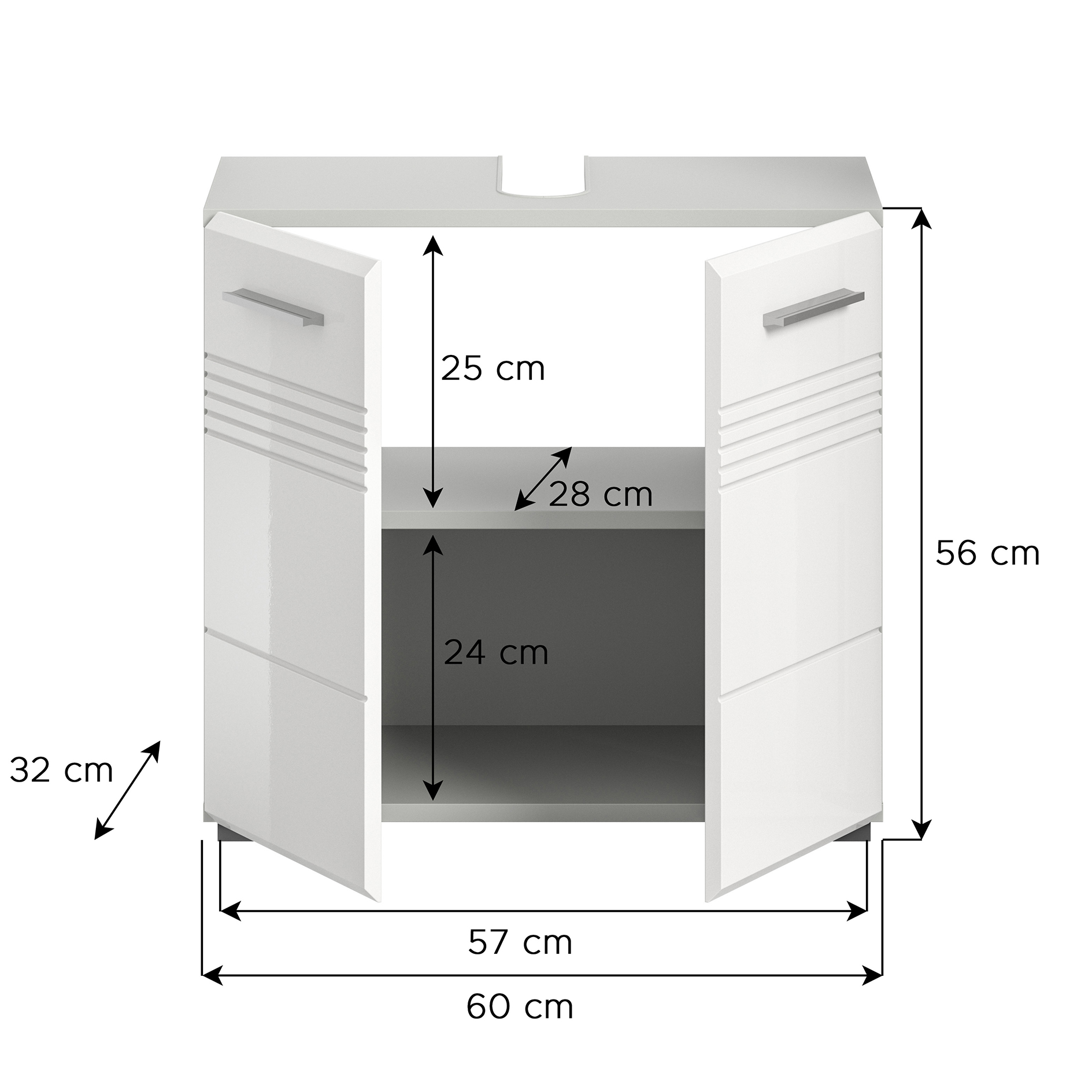 Waschbeckenunterschrank COPA - weiß Hochglanz - 60 cm breit