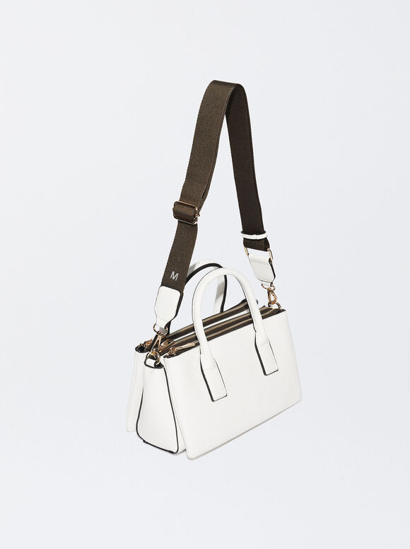 Bolsa tote personalizável com efeito de couro - Branca