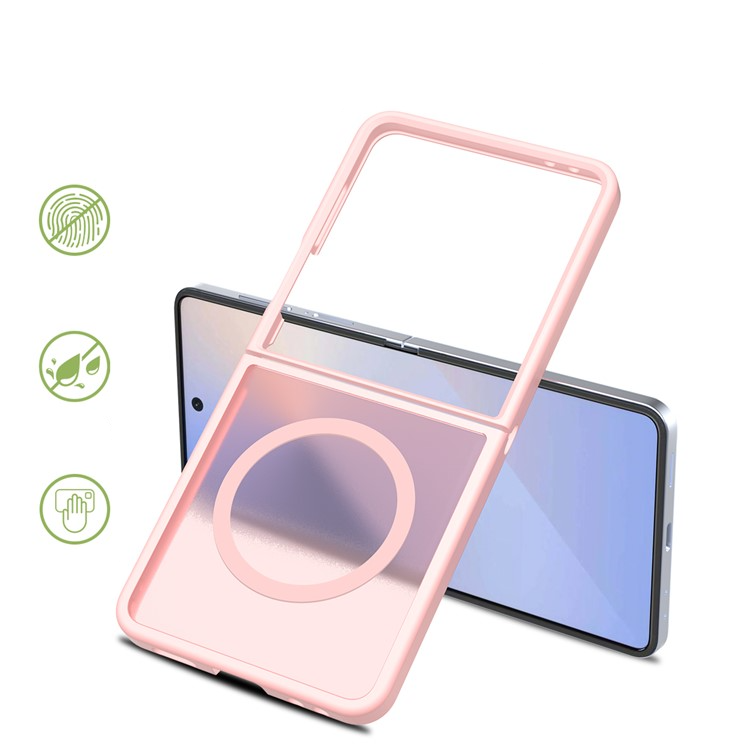 Samsung Galaxy Z Flip7 Hybrid Hardcase Hülle TPU Bumper   Kunststoff Rückseite MagSafe-Modul - Rosa / Transparent