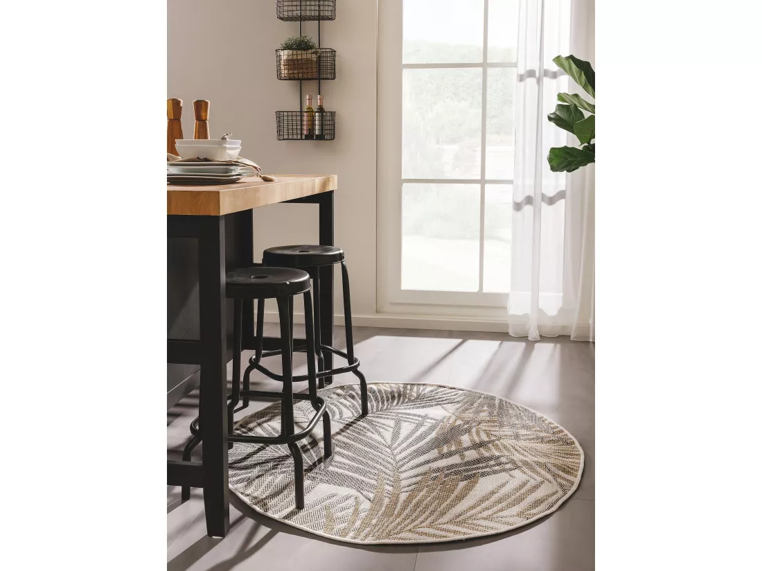 Tapis d'extérieur & intérieur rond Cleo Noir ø 150 cm rond