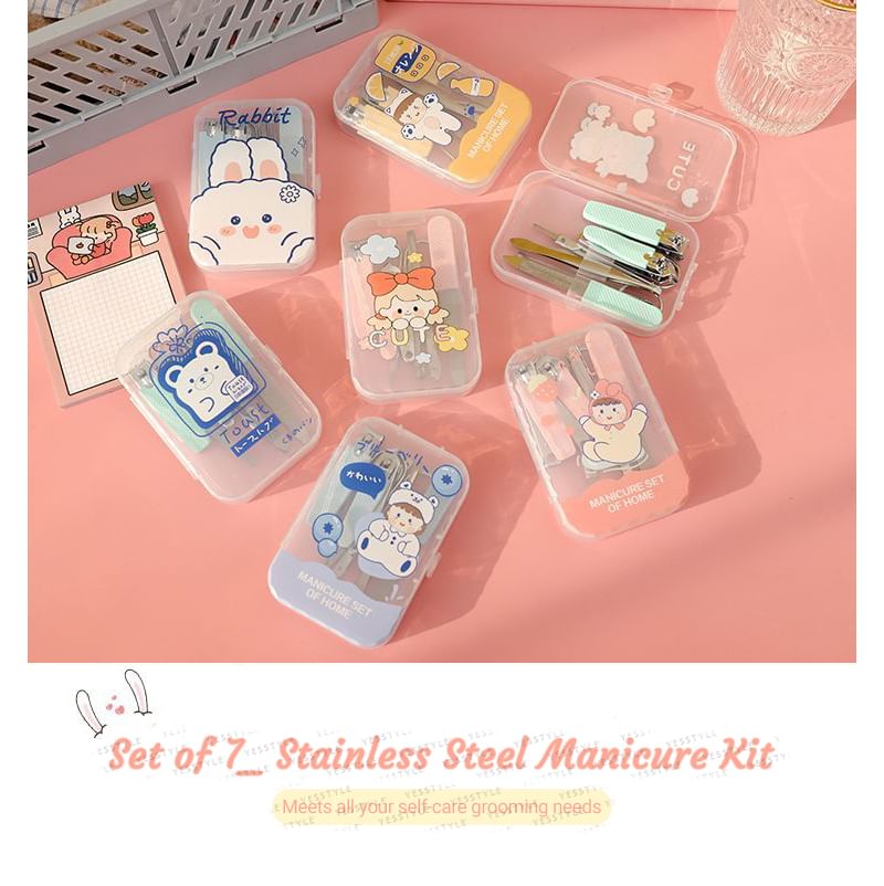 Baburu - Set van 7: Manicureset van roestvrij staal