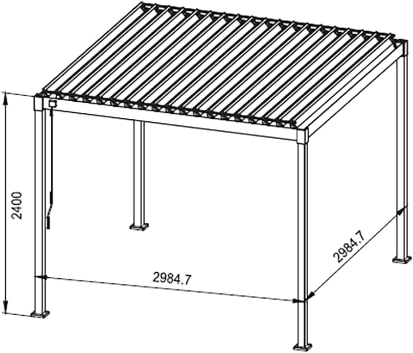 MIRADOR Pergola 80 Solid 3x3 m Stahl Anthrazit verstellbares Lamellendach Garten Terasse Pergola Winterfest Stabil Pavillion