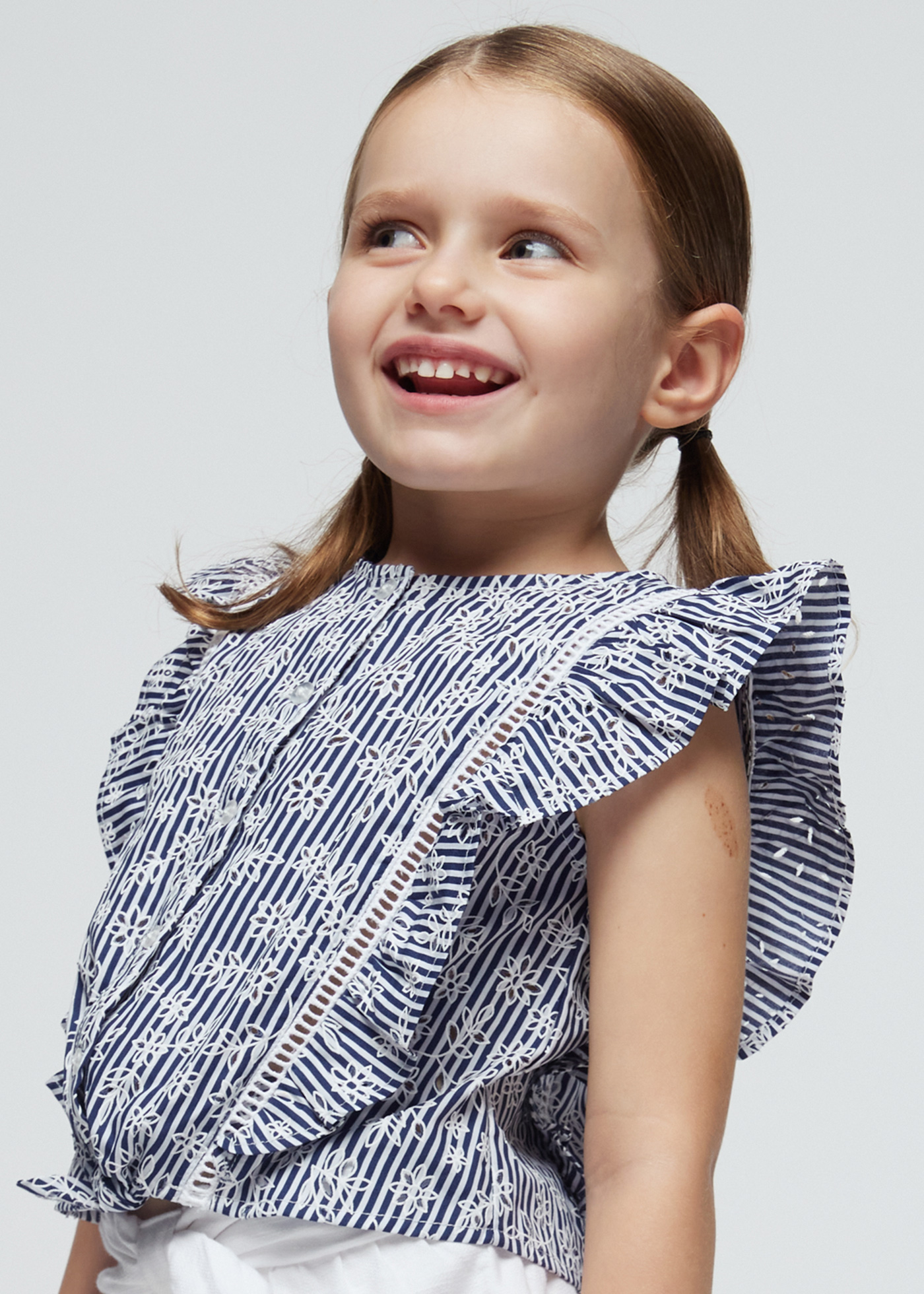 Blusa listrada de popeline para menina, cor tinta