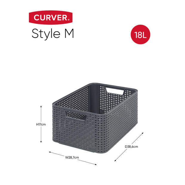 Curver Style opbergmand Rattan - antraciet - maat M