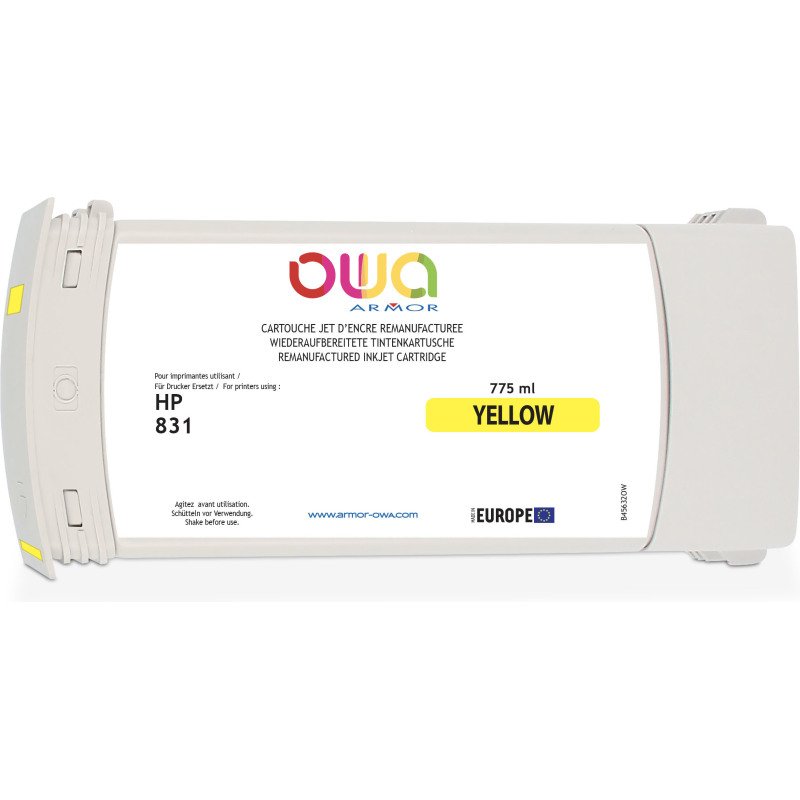 Cartouche d'encre traceur remanufacturée OWA - standard - Jaune - pour HP 831C