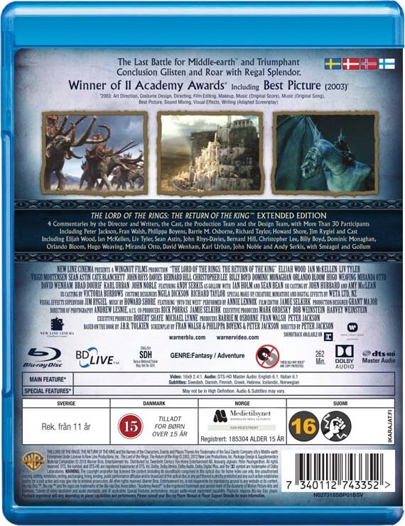 Ringenes Herre 3 - Kongen Vender Tilbage / Lord Of The Rings 3 - Return Of The King - Blu-Ray