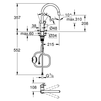 Grohe keukenkraan Start Loop hoge C-uitloop uitrekbaar chroom