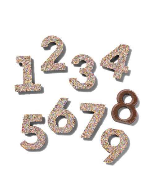 chiffre de fête 1 en chocolat avec perles multicolores