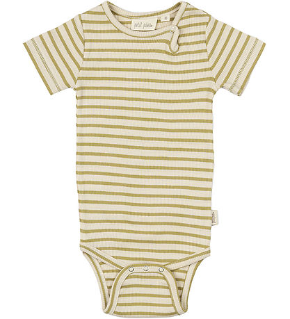 Petit Piao Body k/ä - Rib - Modal - Khaki/Dark Off White