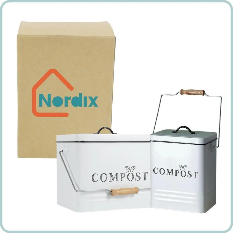 Nordix Compostbak met Deksel Set van 2 GFT Afvalbakje Aanrecht Keuken Prullen...