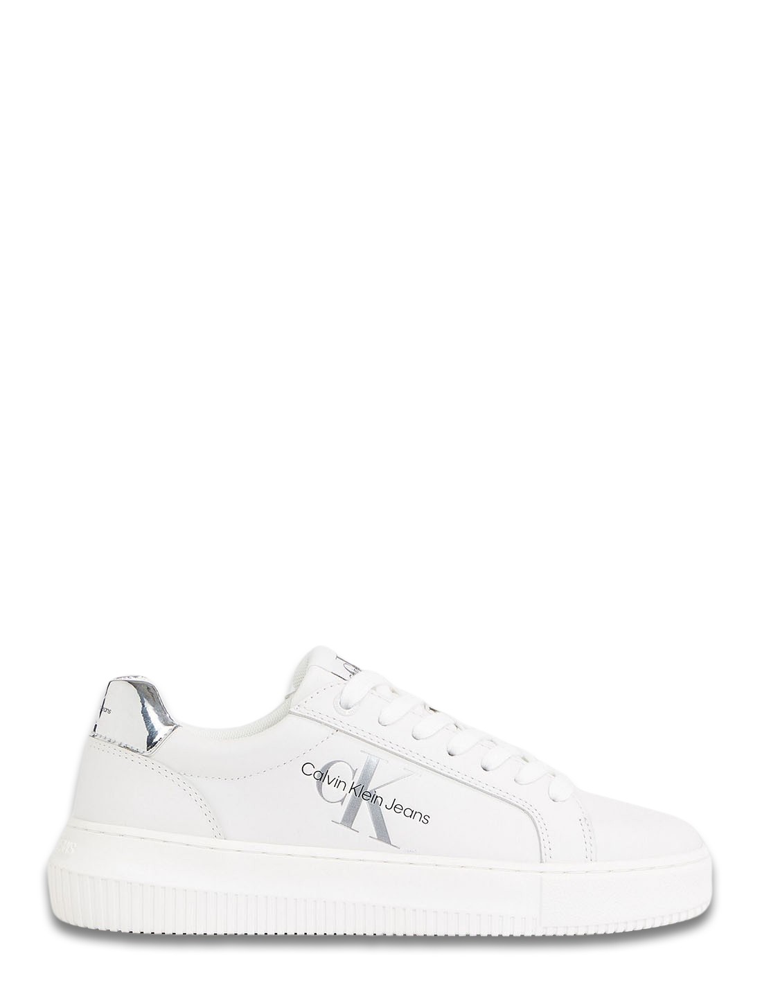calvin klein Baskets de ville Femme Chunky Cupsole Mono Blanc/Argent Cuir